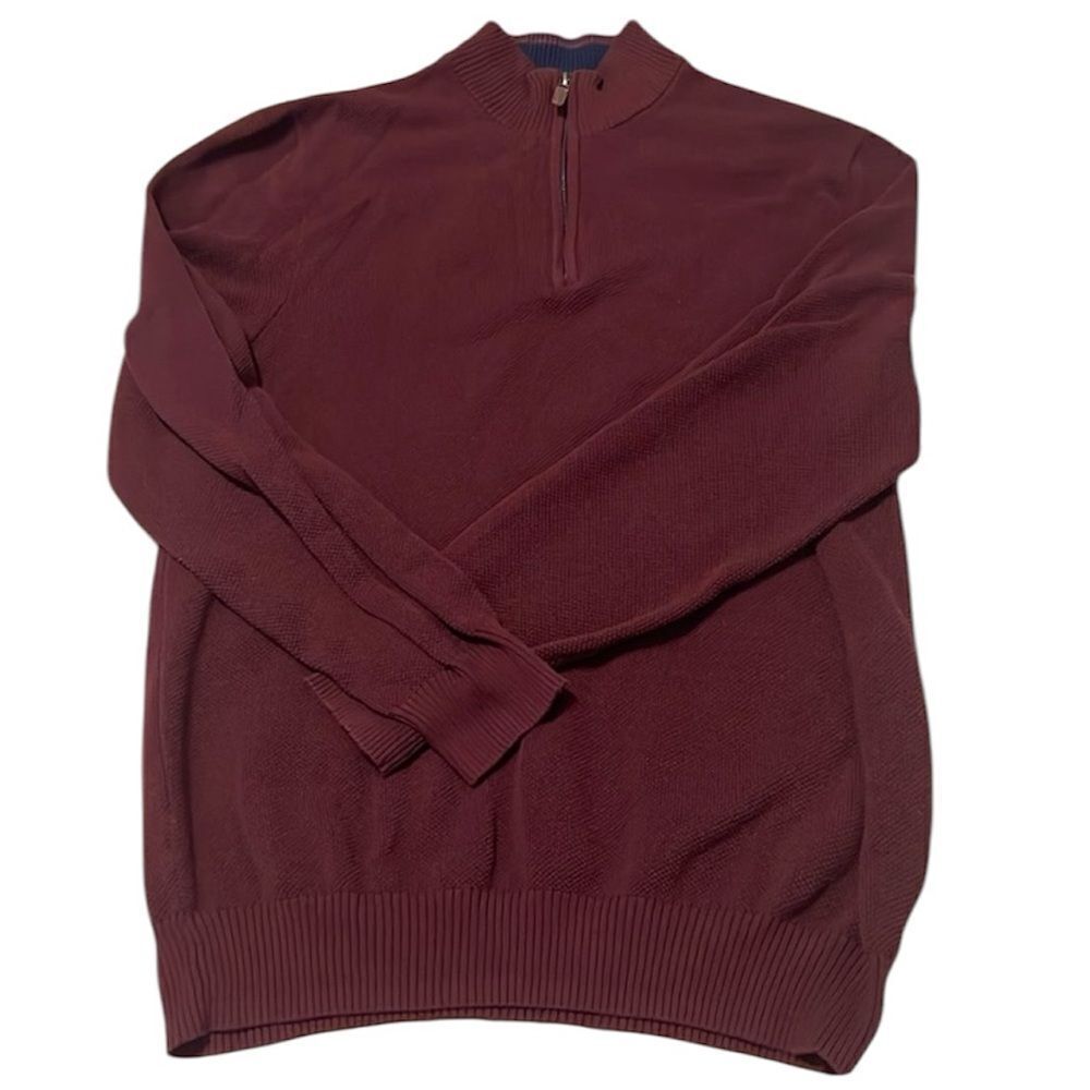 Club room men’s size XL burgundy half zip high neck long sleeve knit shirt GUC